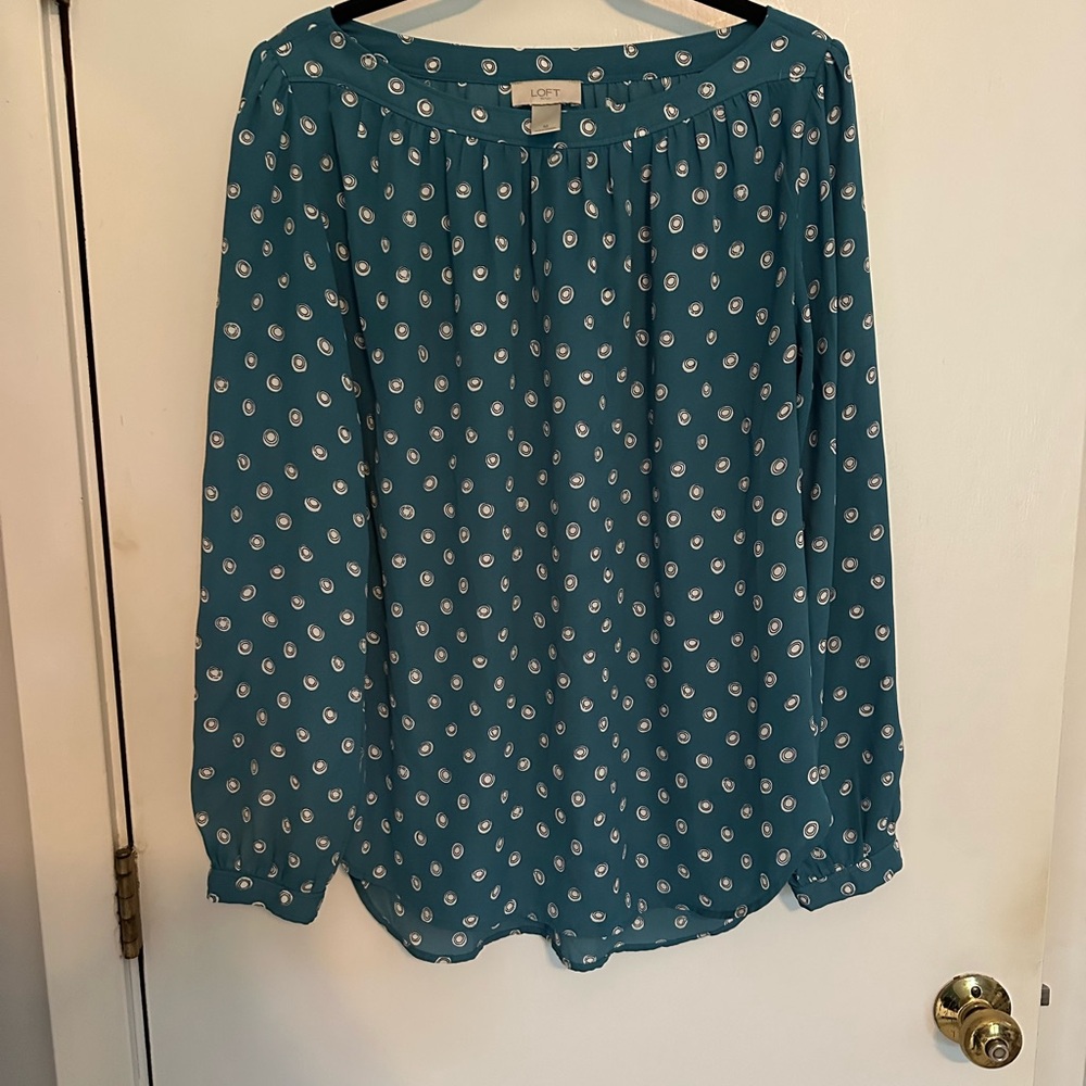 LOFT Teal Polka Dot Women's Top || Medium